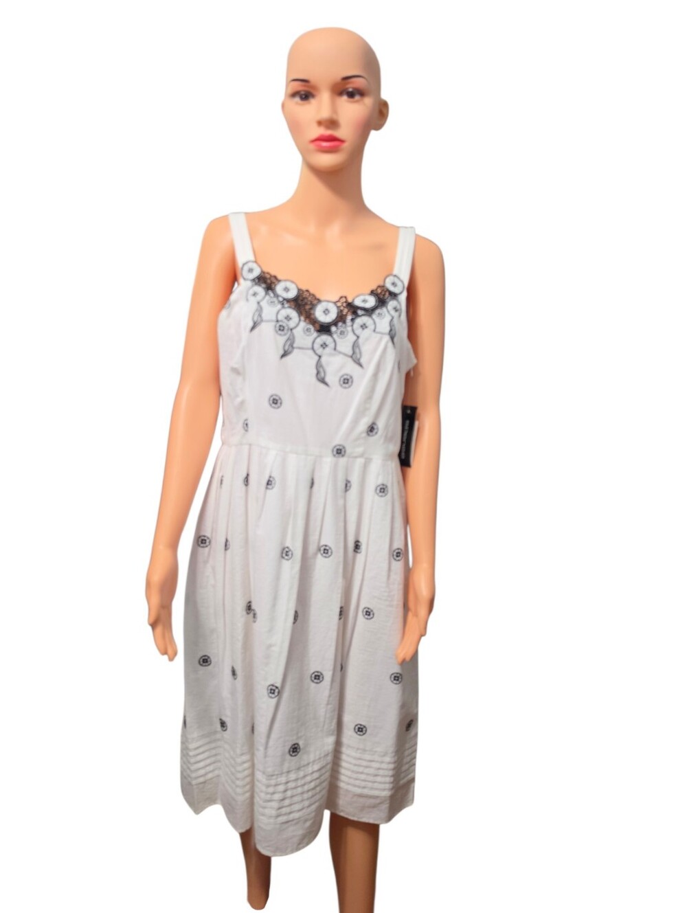 Spense Cotton Embroidered Cottagecore Midi Dress Sz 10